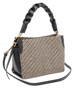 Borsa di paglia bicolore marrone