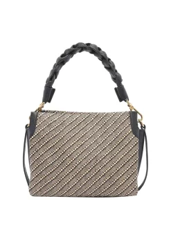 Borsa di paglia bicolore marrone