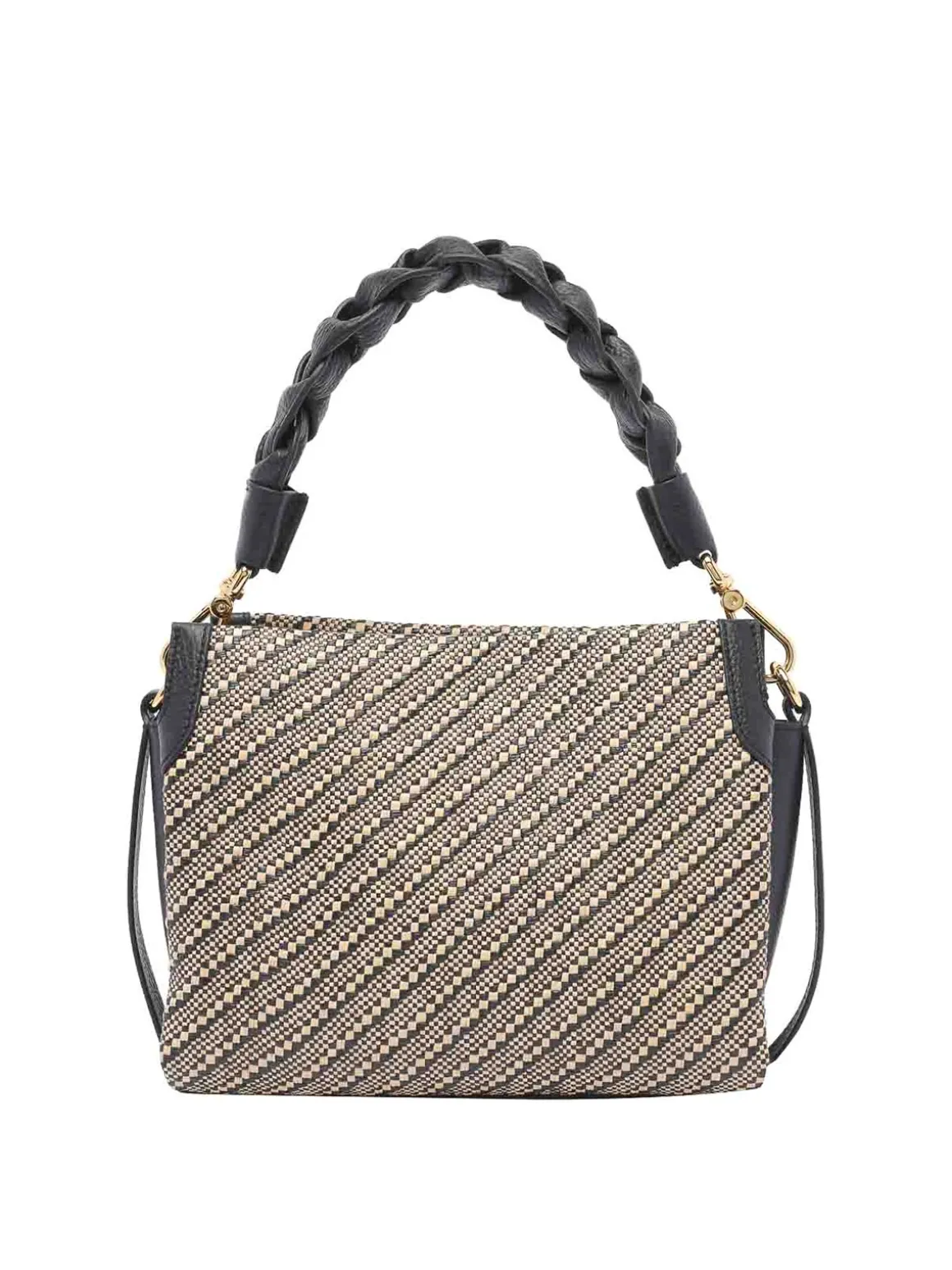 Borsa di paglia bicolore marrone