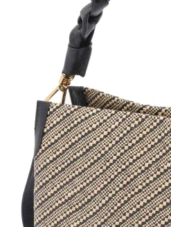Borsa di paglia bicolore marrone