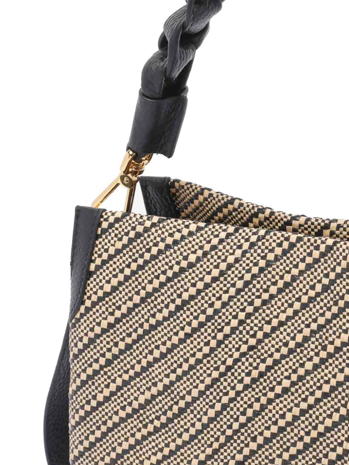 Borsa di paglia bicolore marrone