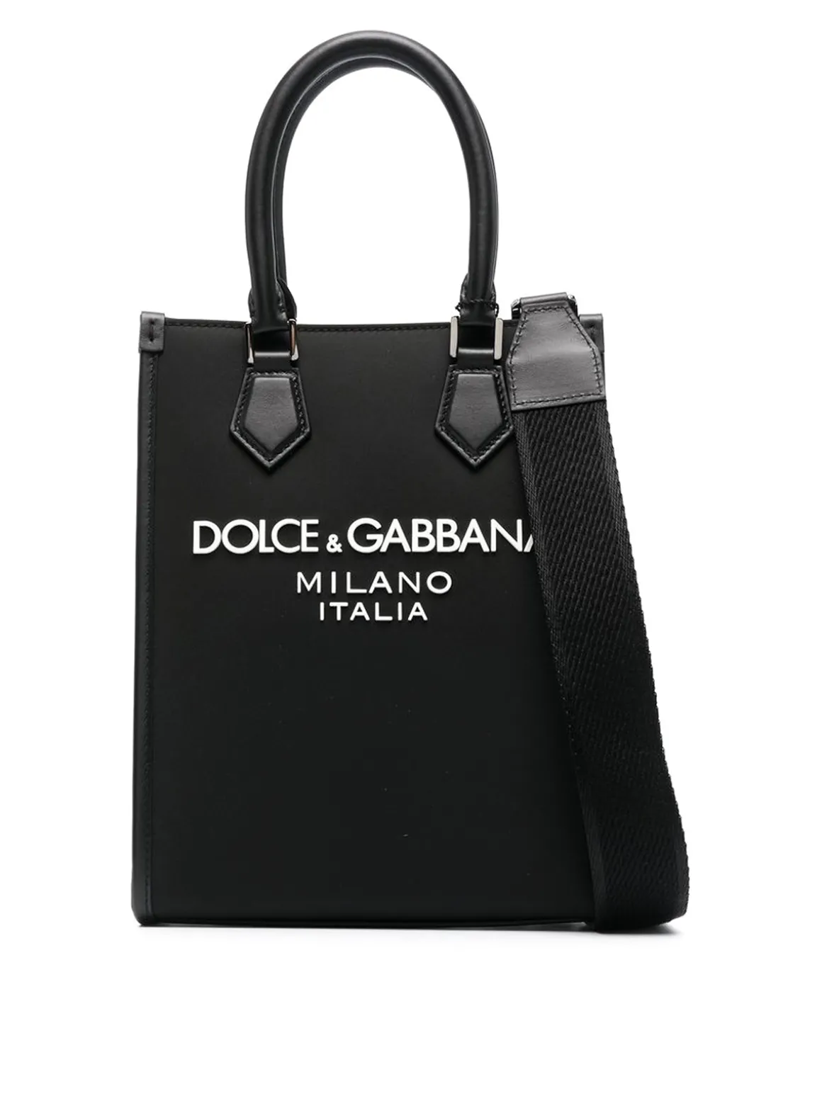 Borsa in pelle con logo frontale