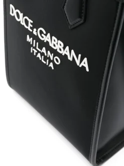 Borsa in pelle con logo frontale