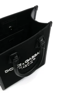 Borsa in pelle con logo frontale