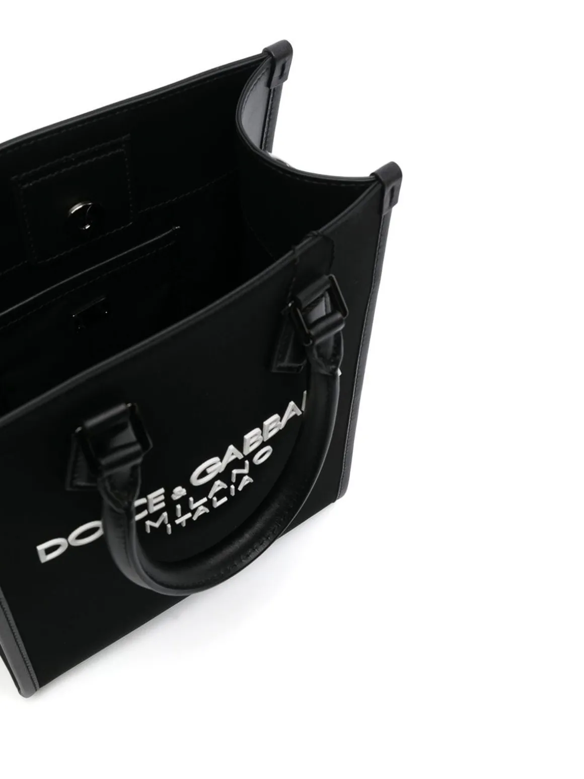 Borsa in pelle con logo frontale