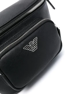 Borsa in pelle con placca logo