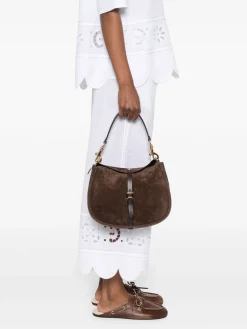 Borsa in pelle scamosciata marrone