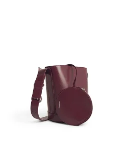 Borsa per secchio in pelle bordeaux