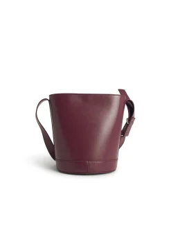 Borsa per secchio in pelle bordeaux