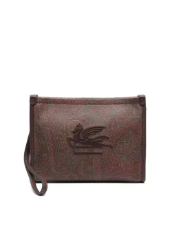 Borsa rettangolare marrone con stampa paisley