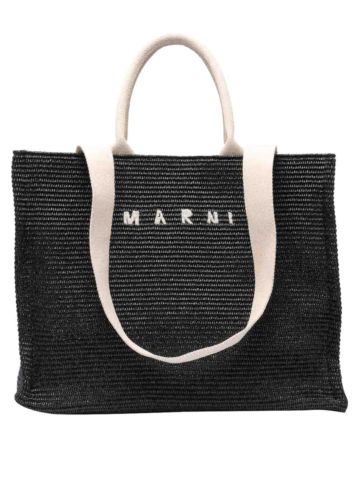 Borsa Shopping in Tessuto Effetto Rafia
