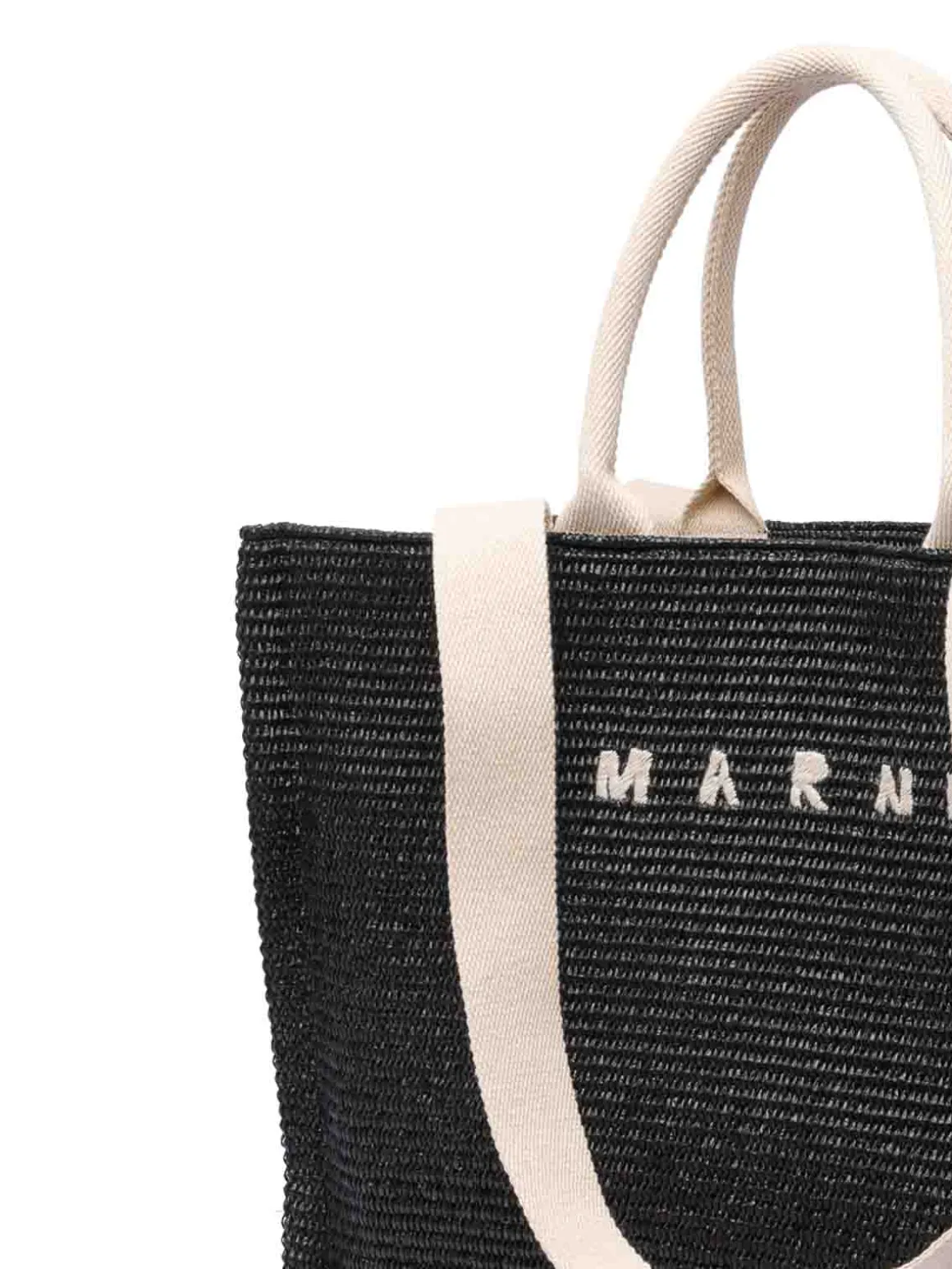 Borsa Shopping in Tessuto Effetto Rafia