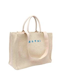 Borsa Shopping in Tessuto Effetto Rafia