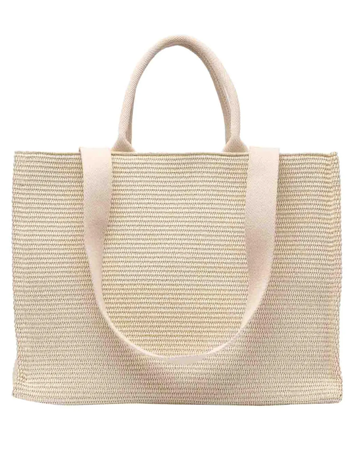 Borsa Shopping in Tessuto Effetto Rafia