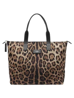 Borsa Shopping Leopardata Con Logo