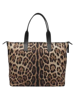 Borsa Shopping Leopardata Con Logo