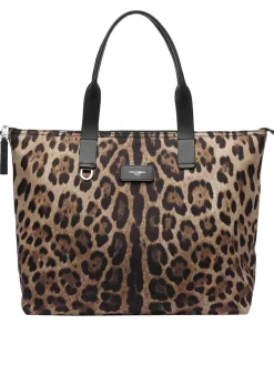 Borsa Shopping Leopardata Con Logo