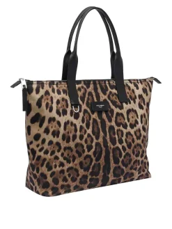 Borsa Shopping Leopardata Con Logo