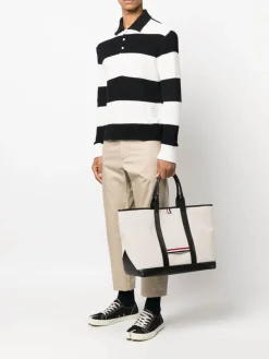 Borsa tote media con righe RWB