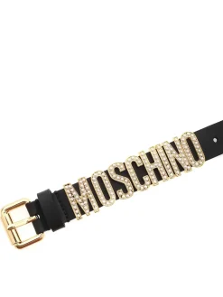 Bracciale nero logo lettering con micro perli