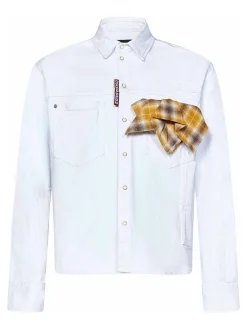 Camicia carpenter in denim bianco