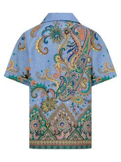 Camicia da bowling blu per ragazzi