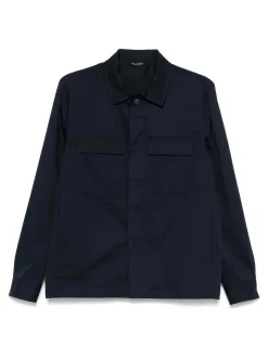 Camicia di giacca blu in cotone con tasche