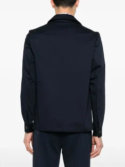 Camicia di giacca blu in cotone con tasche