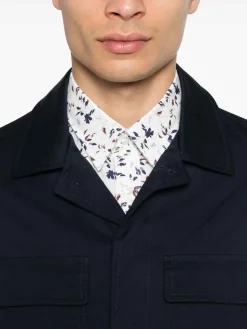 Camicia di giacca blu in cotone con tasche