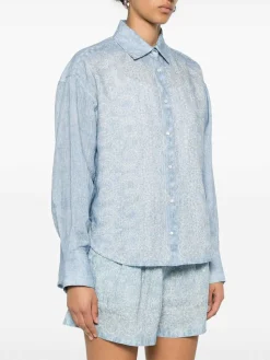 Camicia di lino stampata