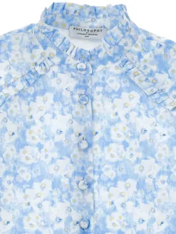 Camicia in cotone a motivazione azzurra