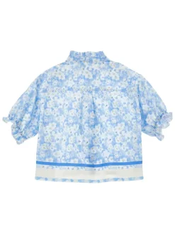 Camicia in cotone a motivazione azzurra