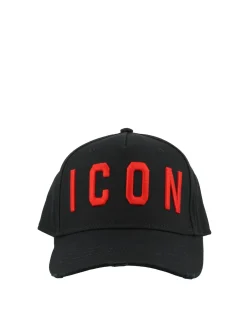 Cappello nero con scritta lcon rossa
