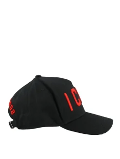 Cappello nero con scritta lcon rossa