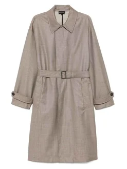 Cappotto con cintura di lana