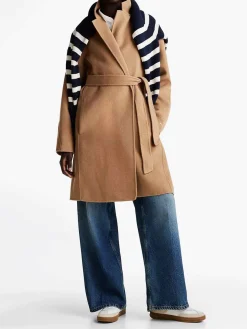 Cappotto Double Face Con Cintura E Logo