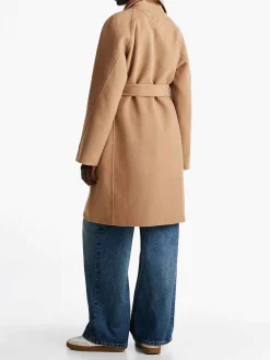 Cappotto Double Face Con Cintura E Logo