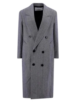 Cappotto in lana vergine con motivo spigato