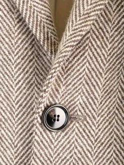 Cappotto in tessuto a spina di pesce marrone
