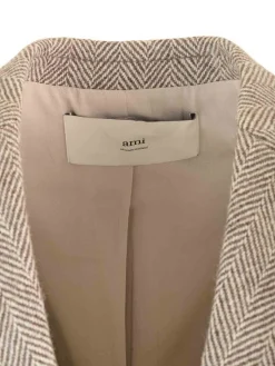 Cappotto in tessuto a spina di pesce marrone