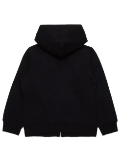 Cappuccio nero con logo e zip