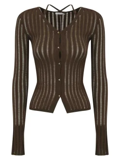Cardigan a costine in maglia