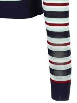Cardigan a maglia viscosa a strisce navy