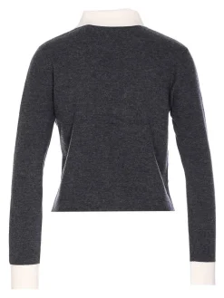 Cardigan con colletto a contrasto grigio