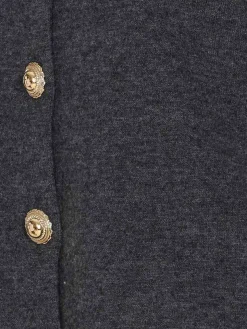 Cardigan con colletto a contrasto grigio