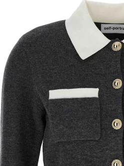 Cardigan con colletto a contrasto grigio