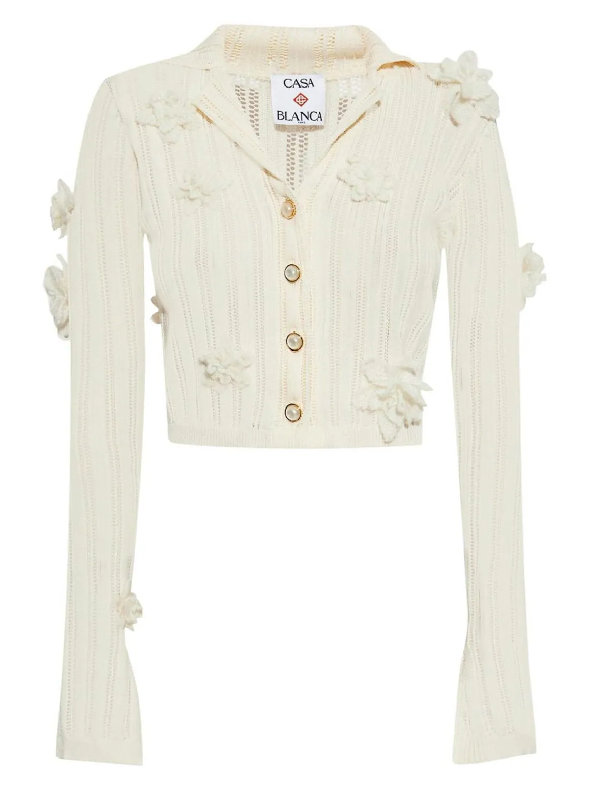 Cardigan corto in maglieria con fiori