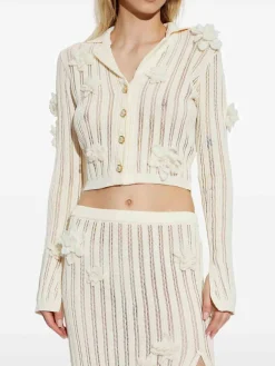 Cardigan corto in maglieria con fiori