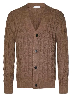 Cardigan in maglia marrone