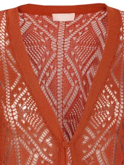 Cardigan lungo arancione a maglia